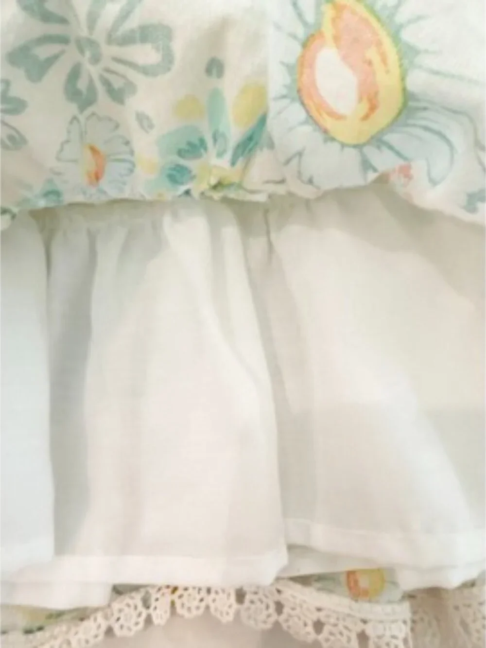 Joie Toddler 4T Linen DRESS FLORAL LACE TRIM HEM w/ PUFF SLEEVE NWOT - Picture 3 of 10